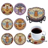 6PCS Special Shape Diamond Painting Coasters Kits (Bee Stain Glass )