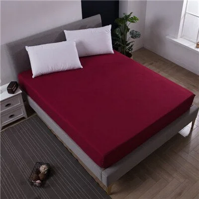 Solid Fitted Sheet With Elastic Band White Waterproof Bed Sheet Mattress Covers Bedsheet Queen Size Bed Sheets Set Hot Bed Linen