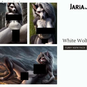 Pornhint 30 NSFW White Wolf Girl Furry Anthro Mature Content Instant Download HD Images Loona Helluva Boss Hellhound Red Eyes White Hair NSFW