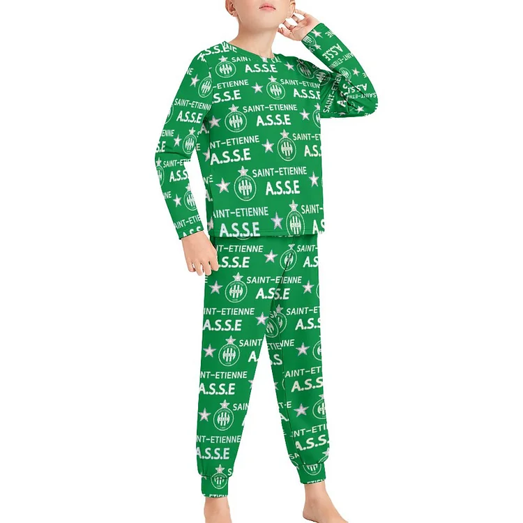 AS Saint-Étienne Ensemble Pyjama Manches Longues Vêtements De Nuit Junior Enfants