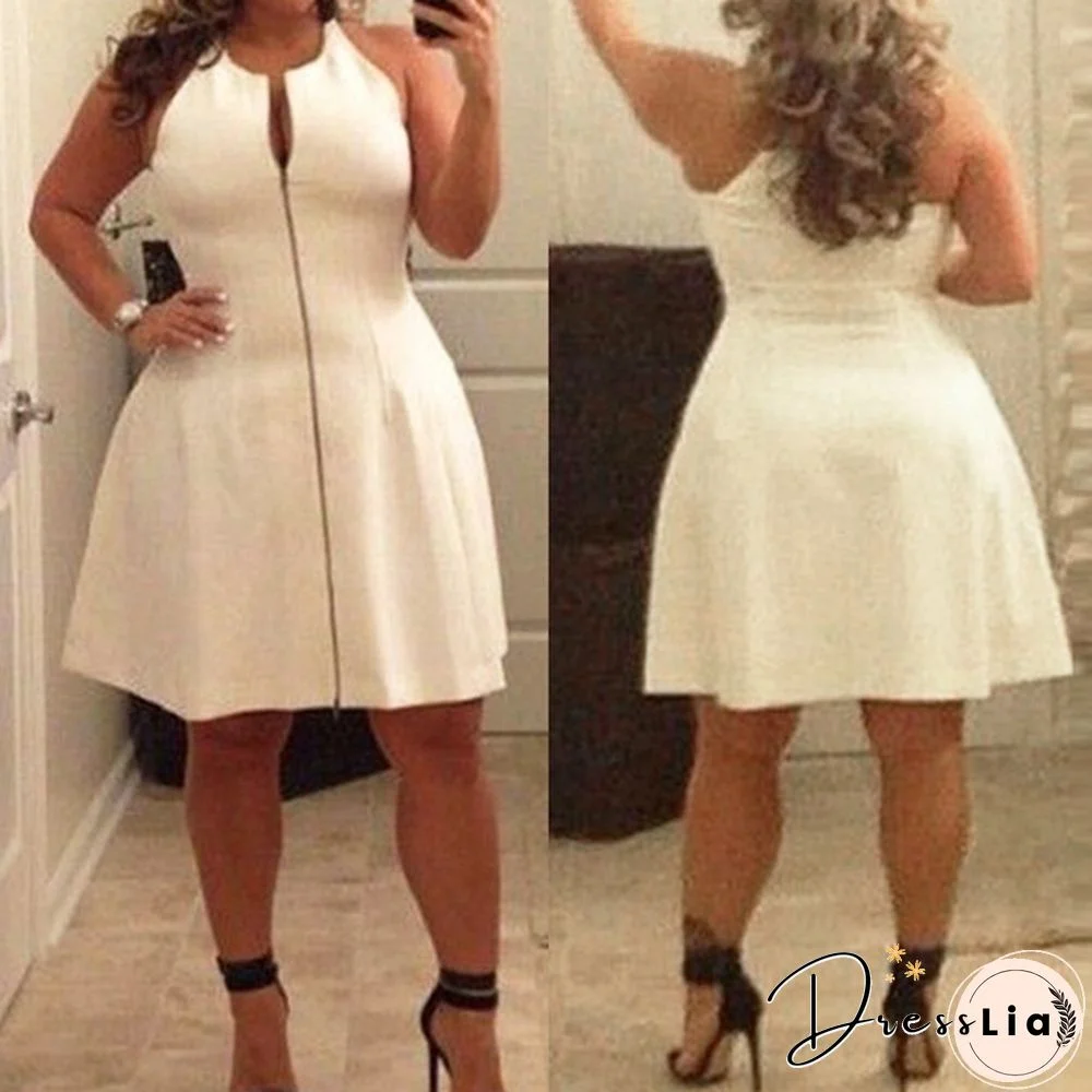 Plus Size Celeb Women V Neck Bodycon Skater Skirt Party Tunic Mini Dress