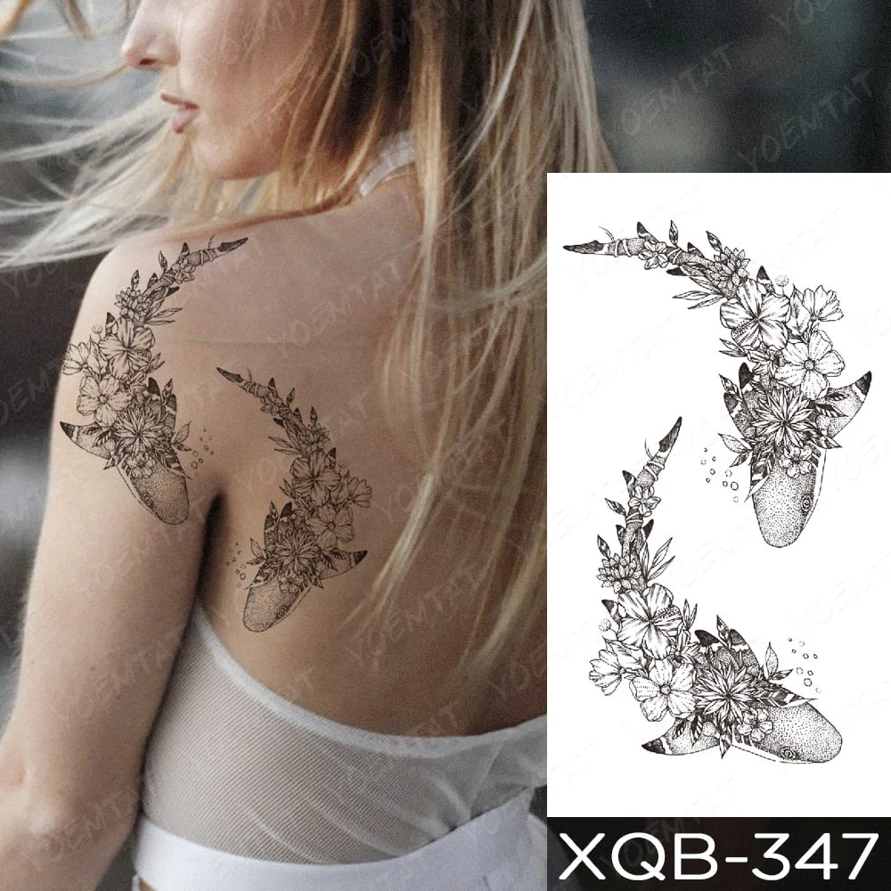 Waterproof Temporary Tattoo Sticker Orchid Flower Tattoos Peony Lotus Lines Painted Rose Body Art Arm Fake Sleeve Tatoo Women