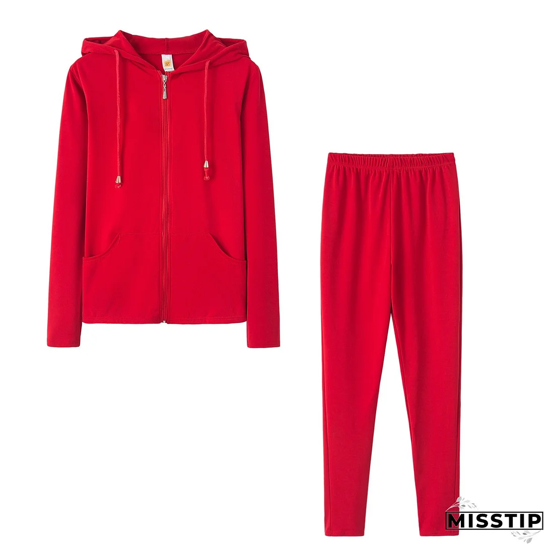 Spring Sexy Casual Solid Color Hooded Two Piece Tracksuit