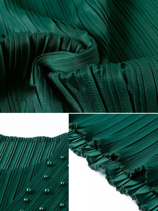 Round neck streamer beaded plus size mid-length dress