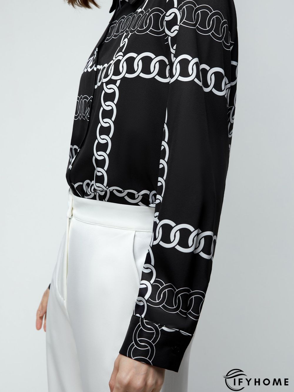 Urban Daily Shirt Collar Regular Fit Abstract Blouse | IFYHOME