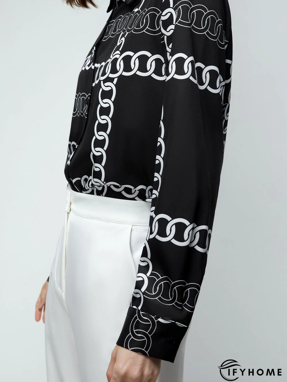 Urban Daily Shirt Collar Regular Fit Abstract Blouse | IFYHOME