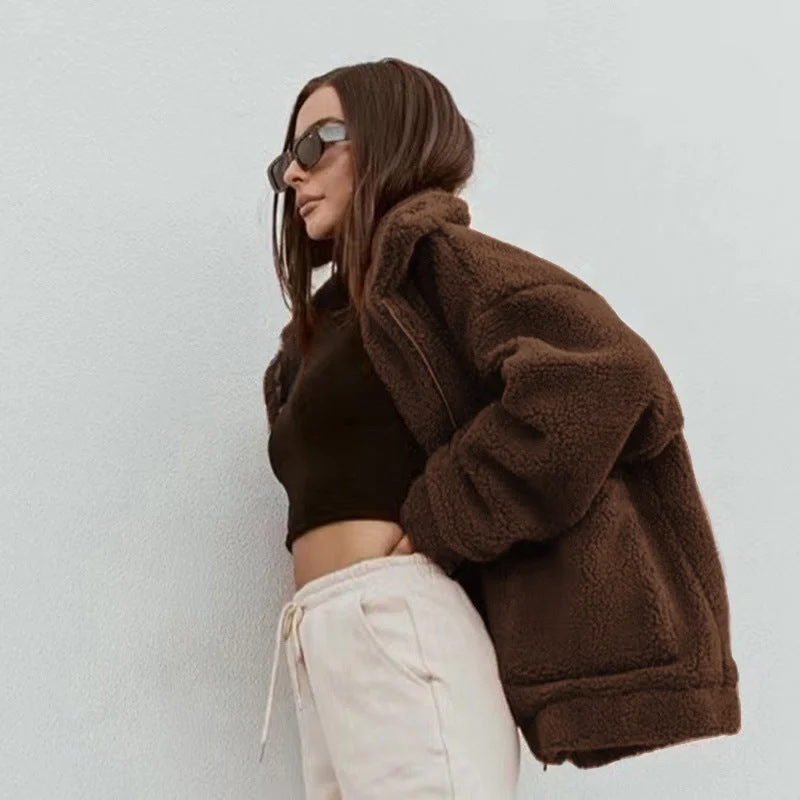 Women's Plush Cardigan Lapel Coat