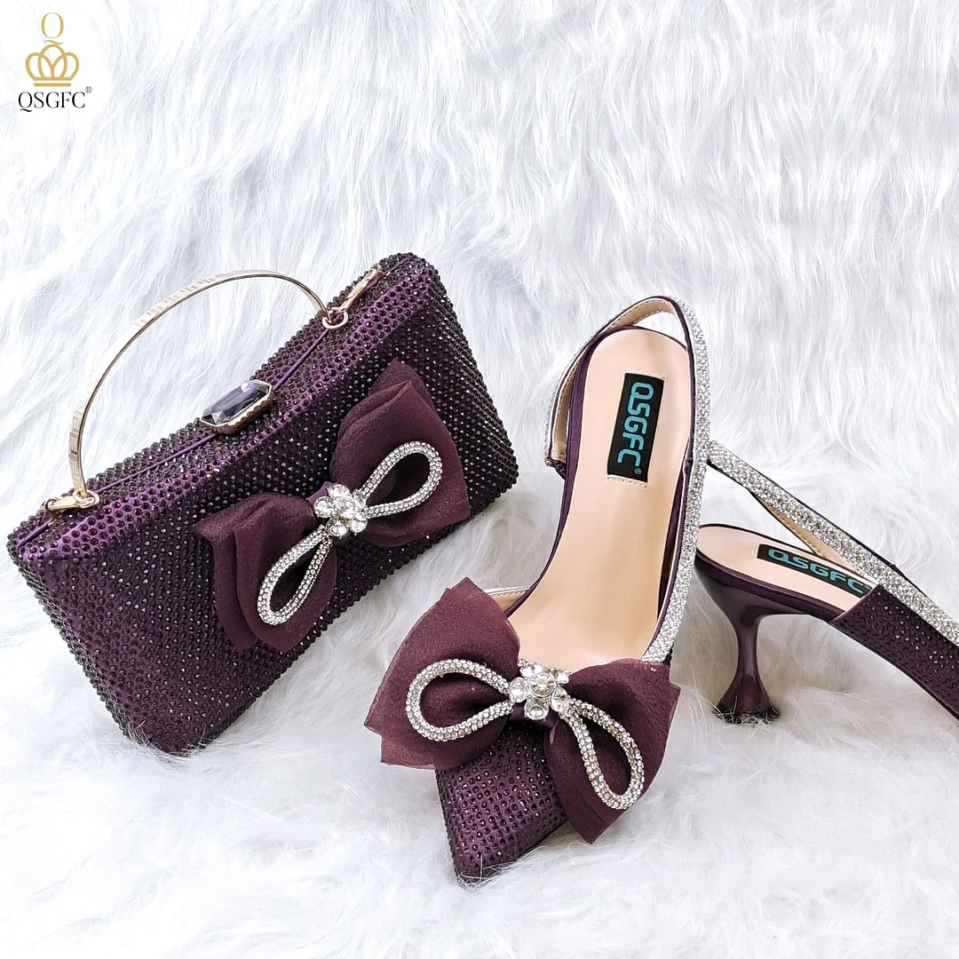 The latest INS Style Shoes And Bags To Match With Beautiful And Noble Ladies Shoes And Bag Decorated With Large Bows Party Shoes