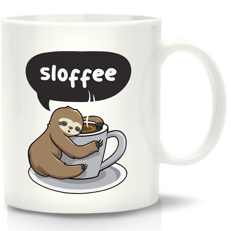 Ceramic Water Cup Sloth Print Coffee Breakfast Milk Handle Home Office Mugs