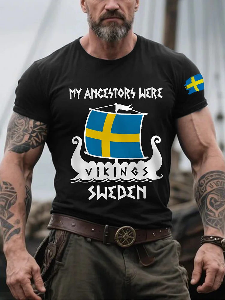 Herren Retro Meine Vorfahren waren Viking Sweden Casual T-Shirt