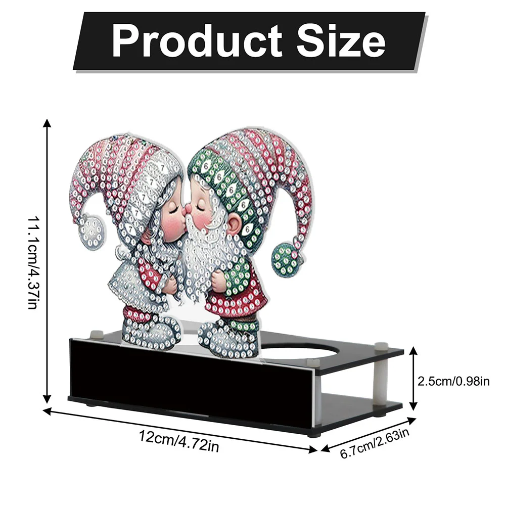 5D DIY Kissing Gnome Diamond Art Mini Candle Holder for Aromatherapy Art Crafts