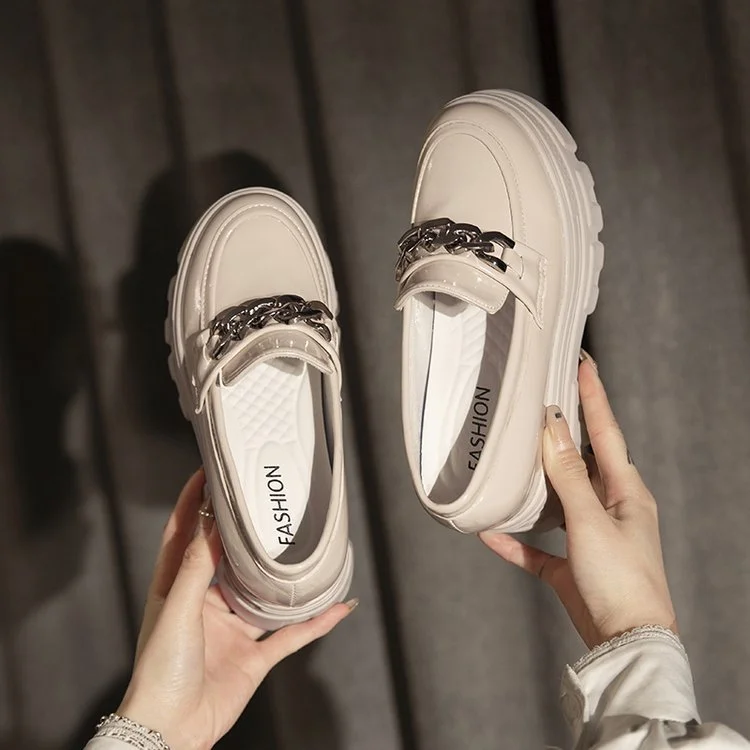 Wongn Wongn Women's Shoes Spring 2023 New Korean Version Of Thick Platform Wedge Small Leather Shoes British Wind Small Single Shoes Women