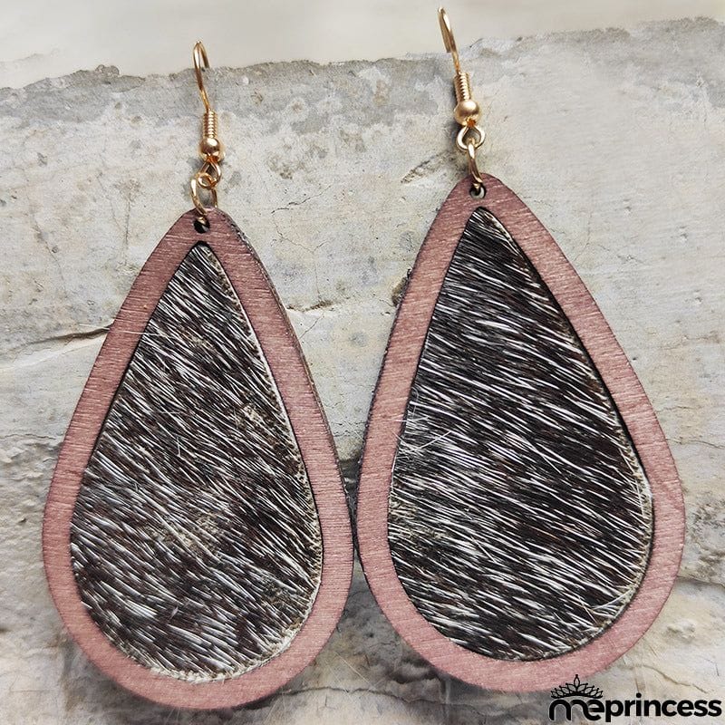 Teardrop Shape Wooden Dangle Earrings