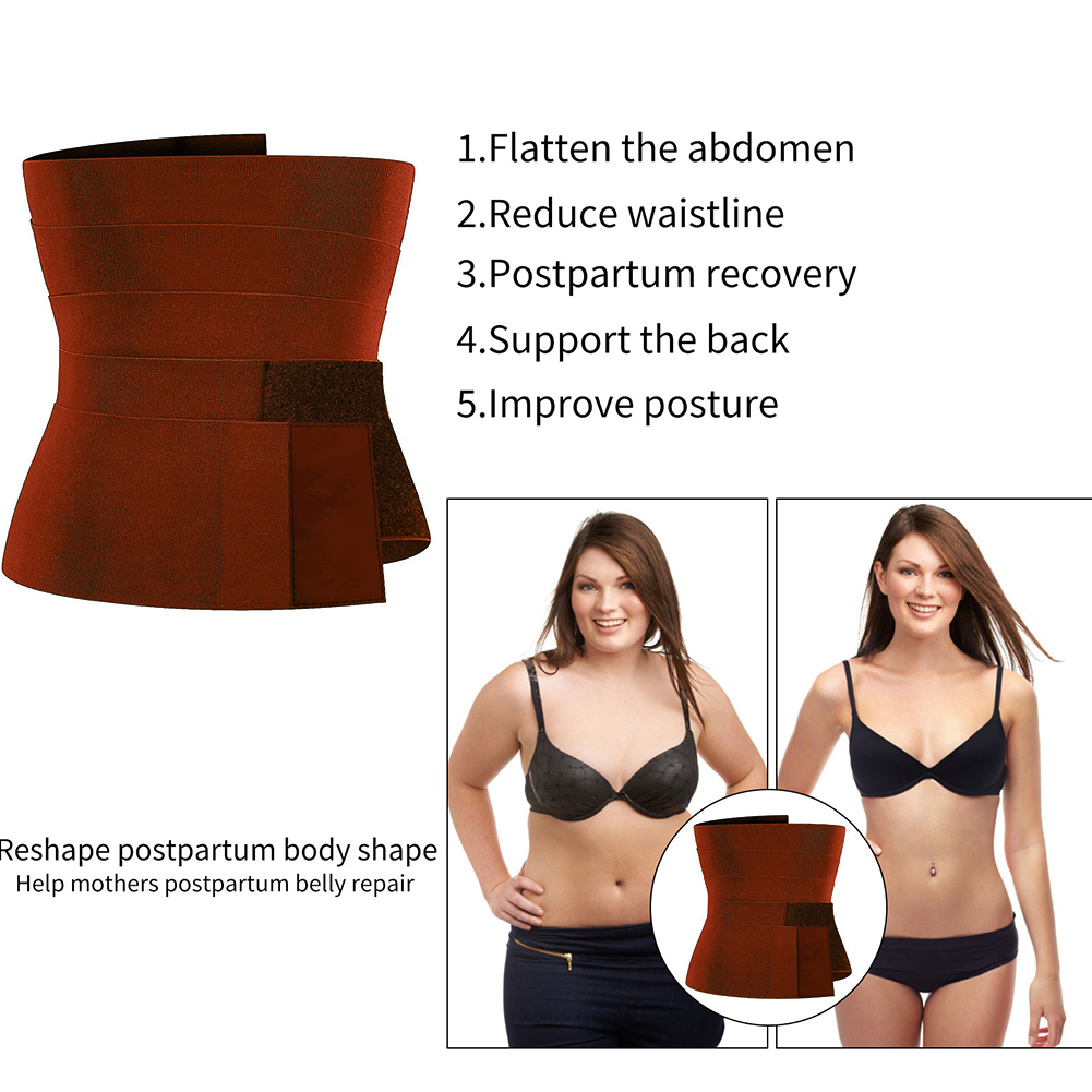 

3m/4m Women Adjustable Tummy Wrap Belt Waist Trainer Belly Shaperwear Strap, Red-brown-2, 501 Original