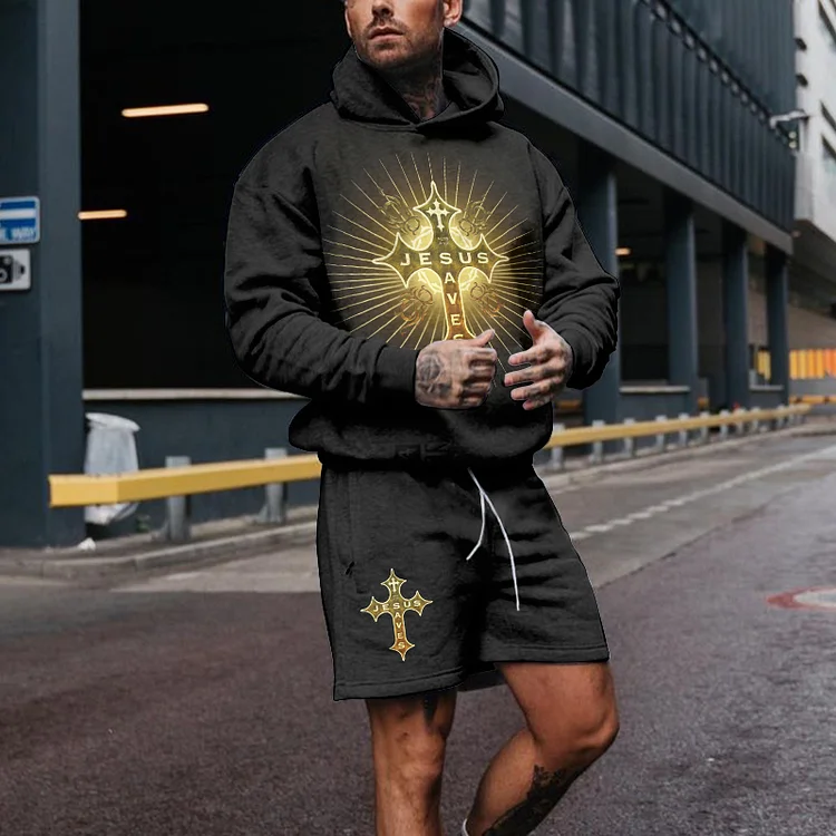 Broswear Jesus Saves With Cross Print Tracksuit Two Piece Co-Ord
