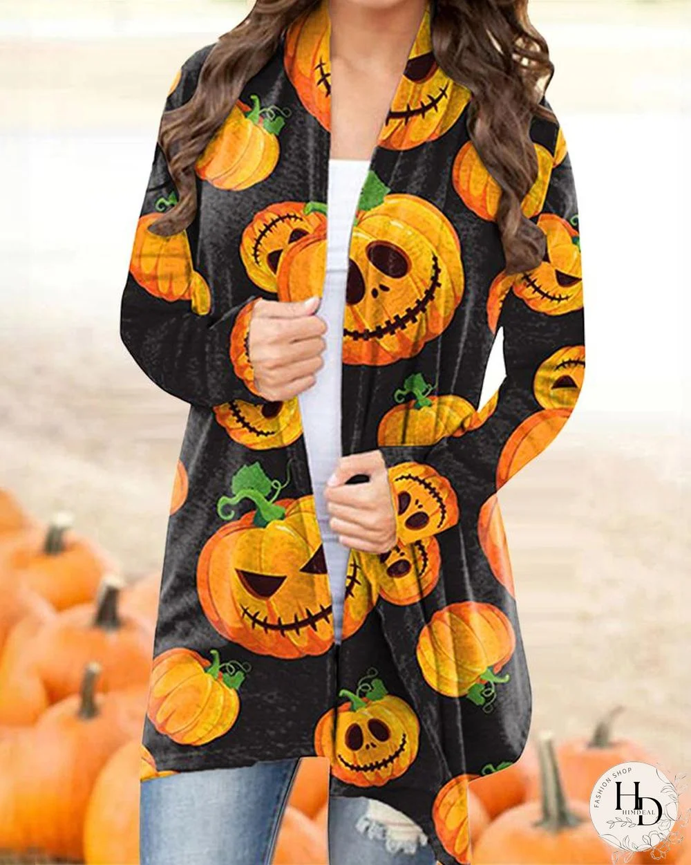 Casual Long Sleeve Halloween Cardigan