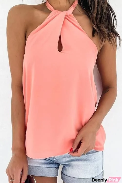 Solid Halter Neck Blouse