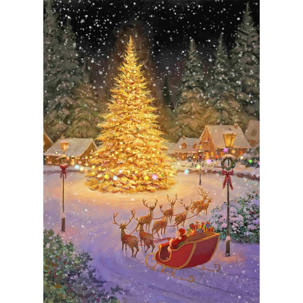 Golden Christmas Tree - Full Round - Diamond Painting (30*40cm)