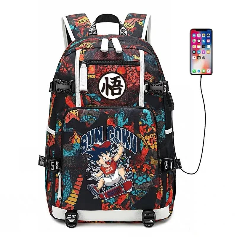 Buzzdaisy Dragon Ball Goku #8 USB Charging Backpack School NoteBook Laptop Travel Bags