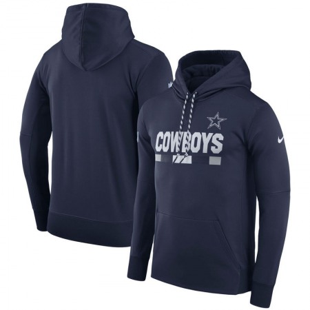 Men's Dallas Cowboys  Navy Sideline Team Name Performance Pullover Hoodie