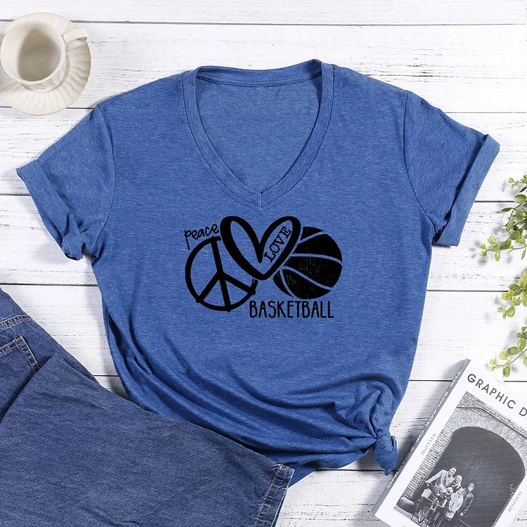 Peace Love Basketball All Over Graphic Tee by Shirts and Date of