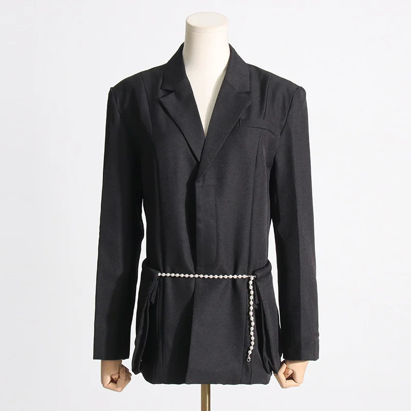 Woherb Woherb 2024 New Niche Design Sense Loose Suit Coat Fashion Women Small Waist Belt Suit-Outfit Ideas