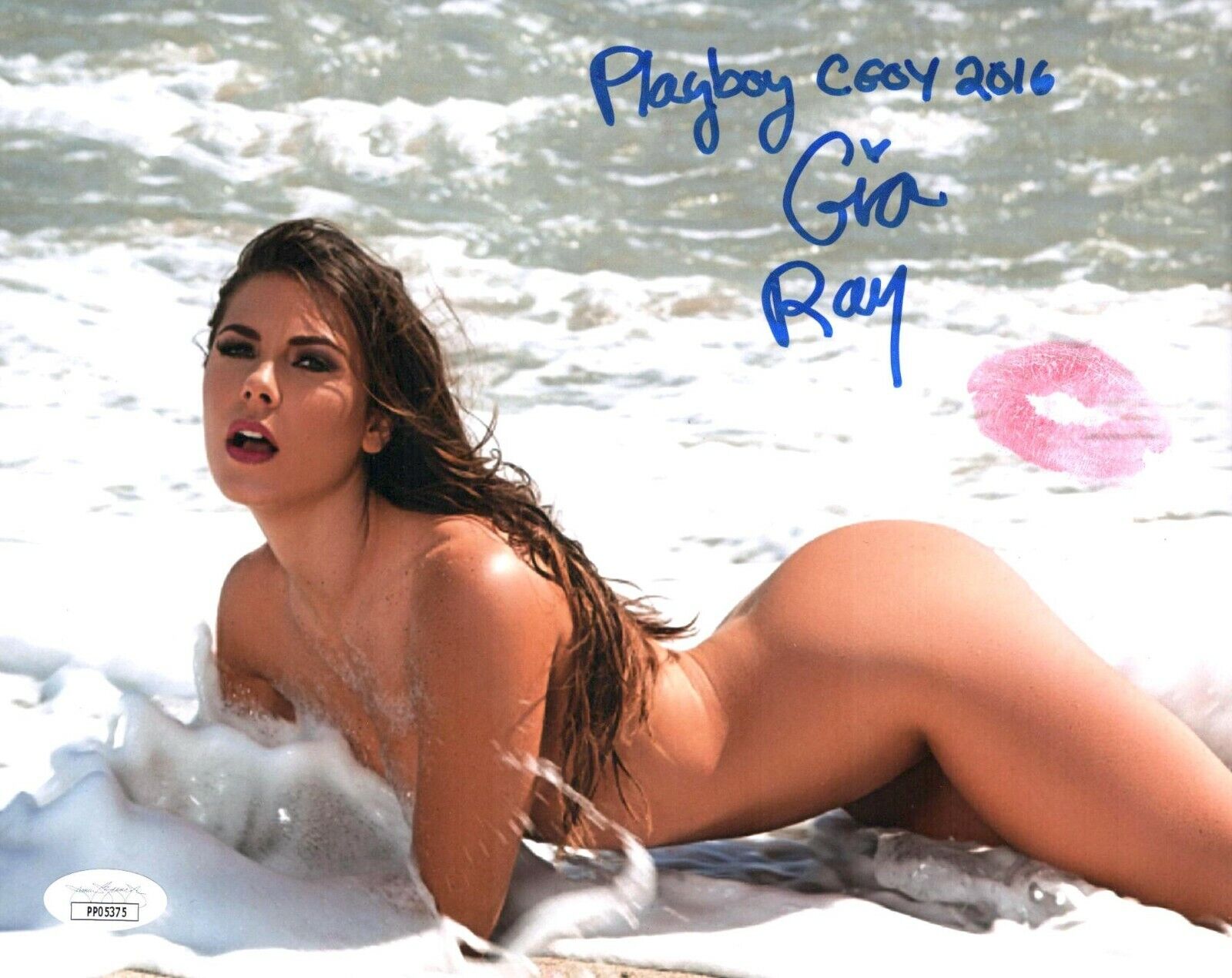 GIA RAY Hand Signed SEXY KISS PRINT Model 8x10 Photo Poster painting Autograph JSA COA Cert