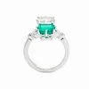 18K White Gold Asscher Cut Lab Emerald & Lab Diamond Toi et Moi Side-stone Cocktail Ring