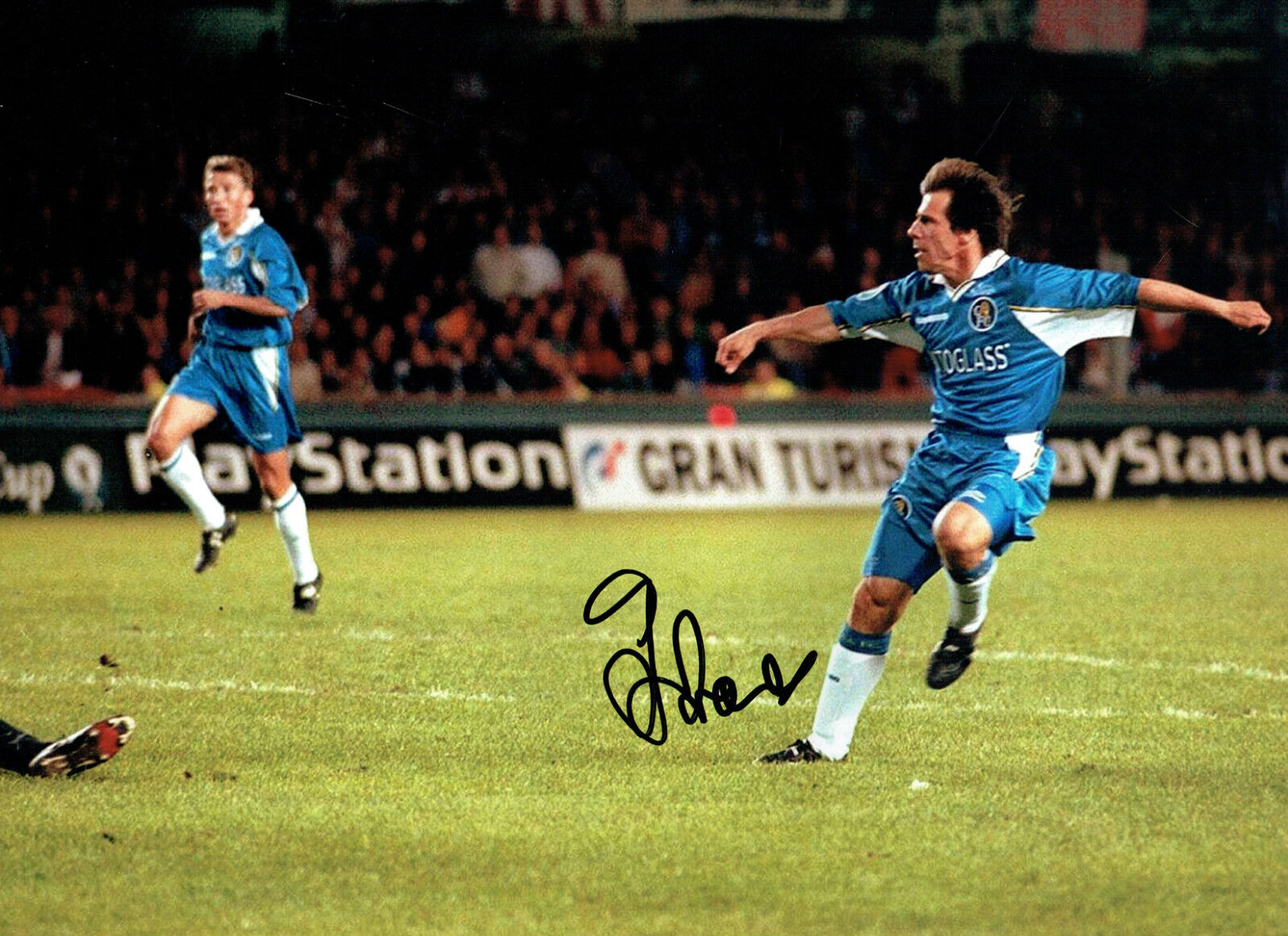 Gianfranco ZOLA Signed Autograph Chelsea 16x12 Goal Scoring Photo Poster painting AFTAL COA