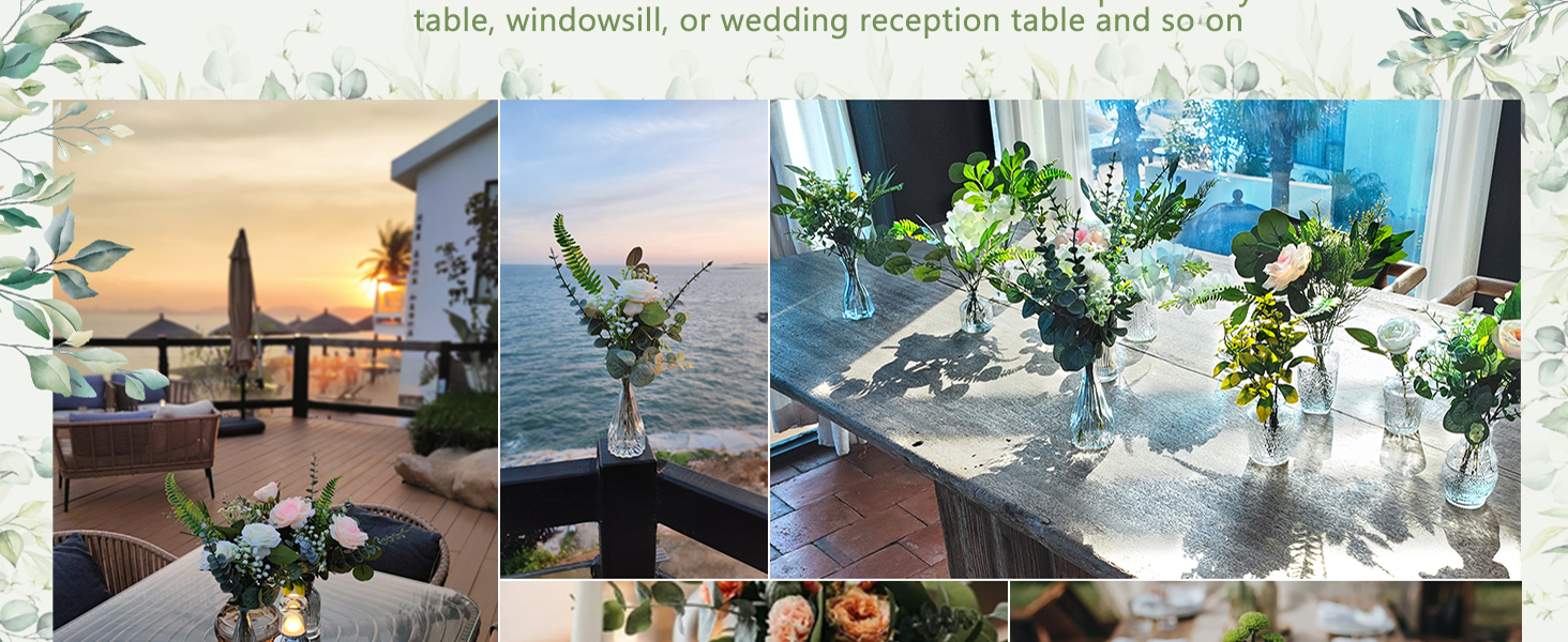 Artificial Flowers in Vase wedding flowers for centerpieces mini roses table center piece