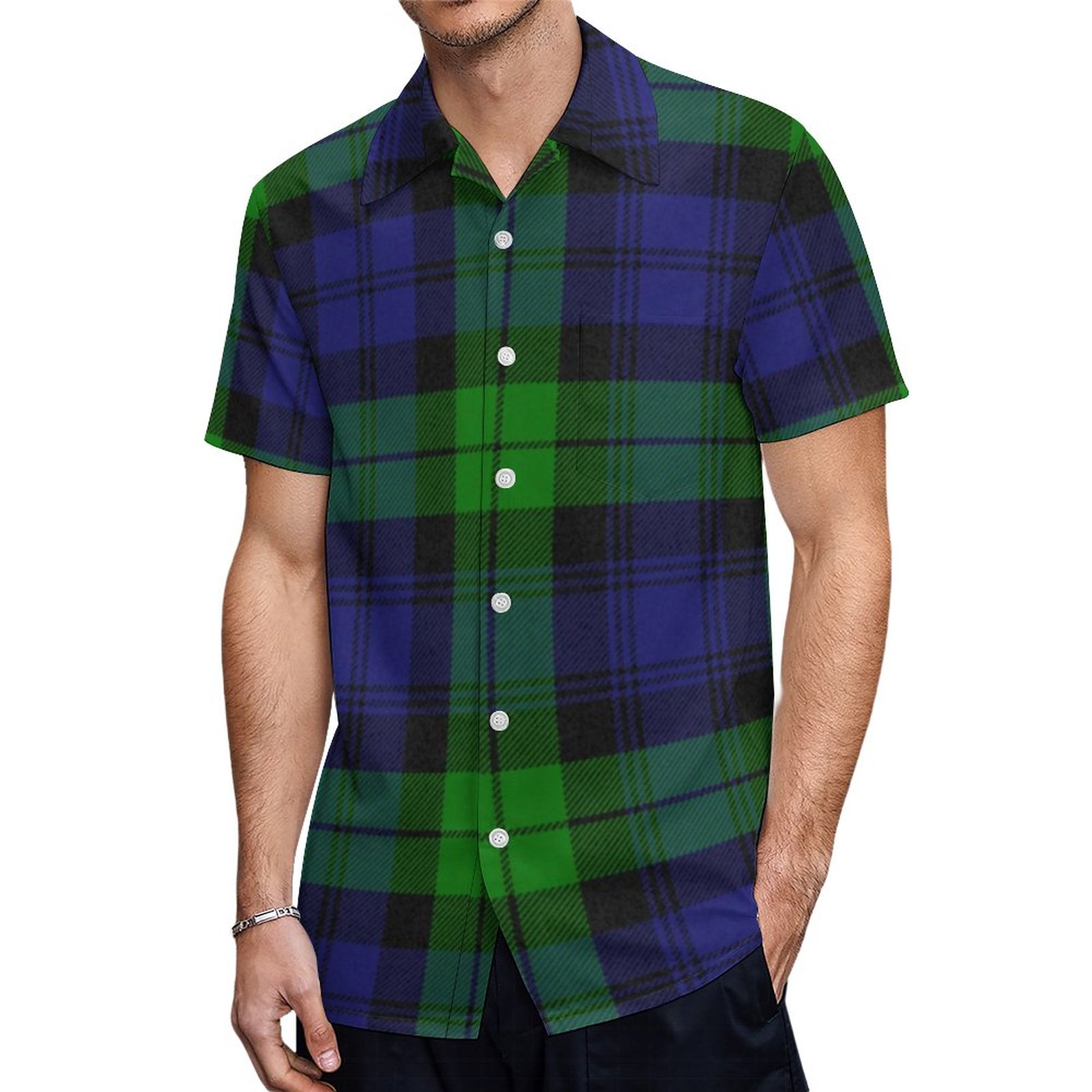 Campbell Clan Tartan Plaid Black Watch Hawaiian Shirt Mens Button Down Plus Size Tropical Hawaii Beach Shirts