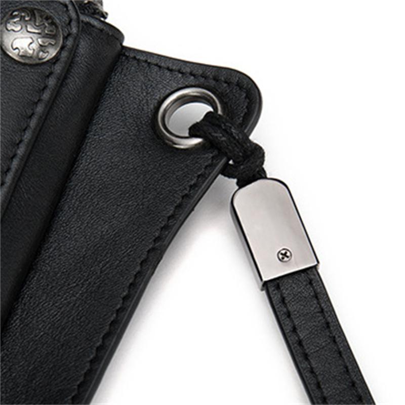 Men's  Zipper Design Simple Style Leather Wallet