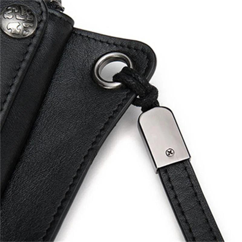 Men's  Zipper Design Simple Style Leather Wallet