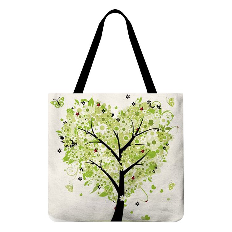 Colorful Floral Heart - Linen Tote Bag