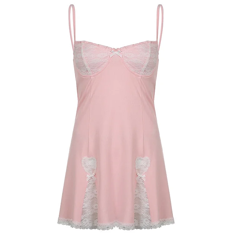 Lace Babydoll Pink/Blue/Black Dress SP17492