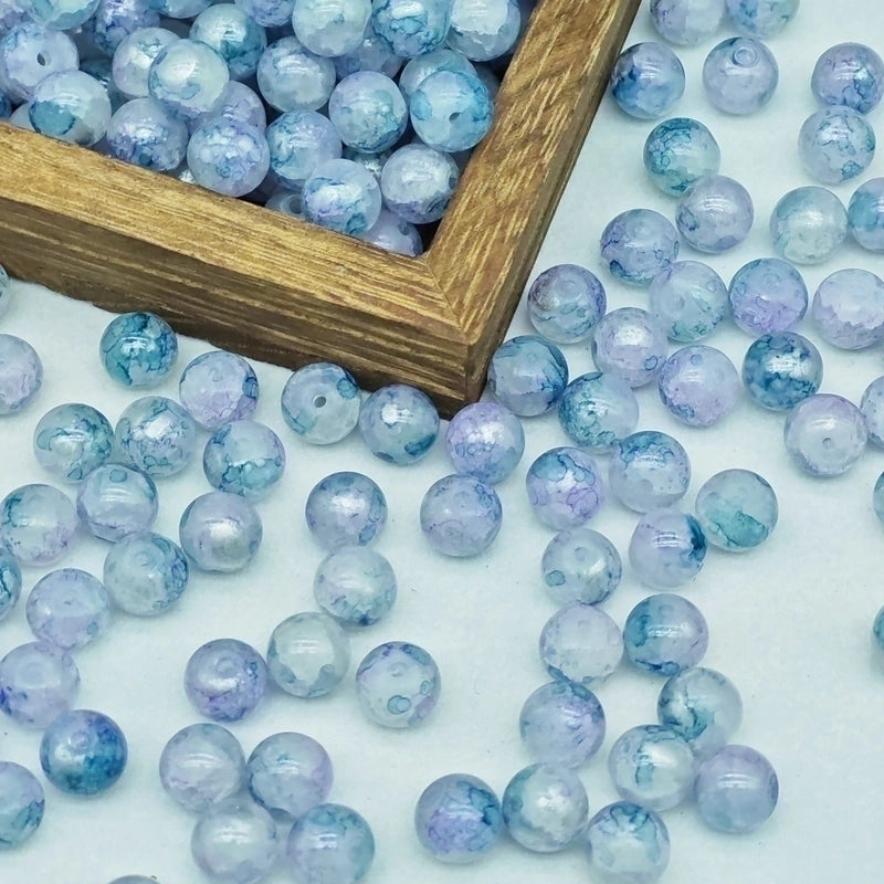 New 8/10mm Water Dyed Protein Jade Broken New Chinese Style Gold Sprinkling Glass Bead DIY Bracelet Ornament Straight Hole Beads Loose Beads