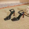 80mm Heels Red Bottoms Square Toe Black Sandals Strap Stiletto Prom Shoes 