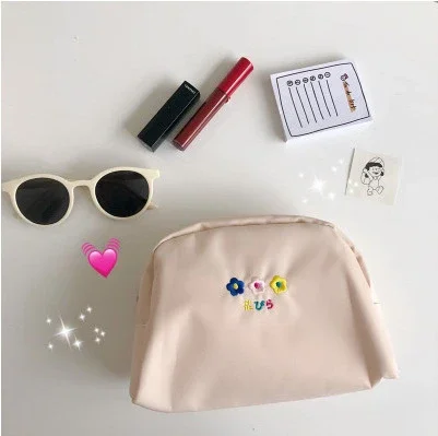Simple Embroidery Cosmetic Bag