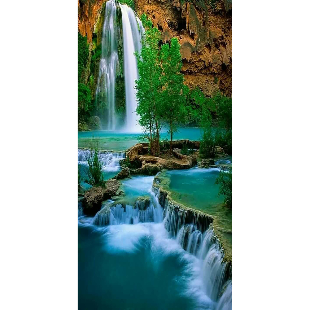 

45*85CM - Round Drill Diamond Painting - Natural Waterfall, 501 Original
