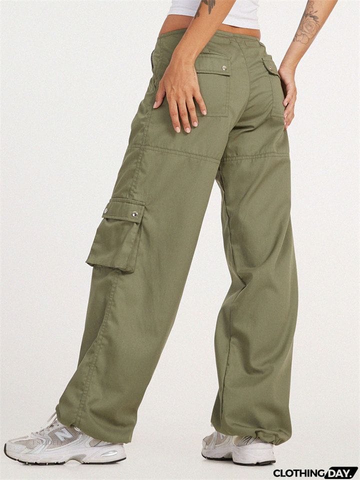 Women’s Multi Pockets High Waist Straight Leg Street Cargo Pants