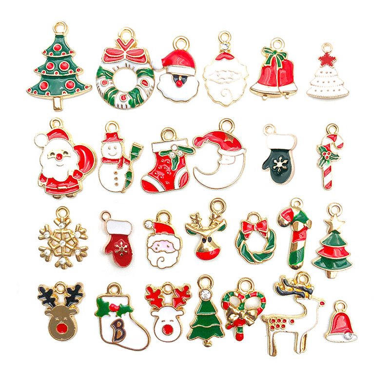 Tegooe Random Mix Christmas Enamel Charms - DIY Jewelry Making Accessories
