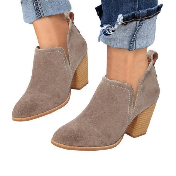 Suede Cut-out Ankel Boots