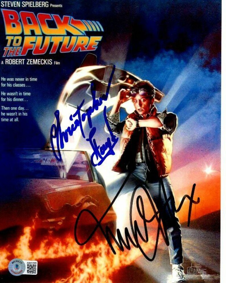 Michael j. fox christopher lloyd signed 8x10 back to the future Photo Poster painting bas loa