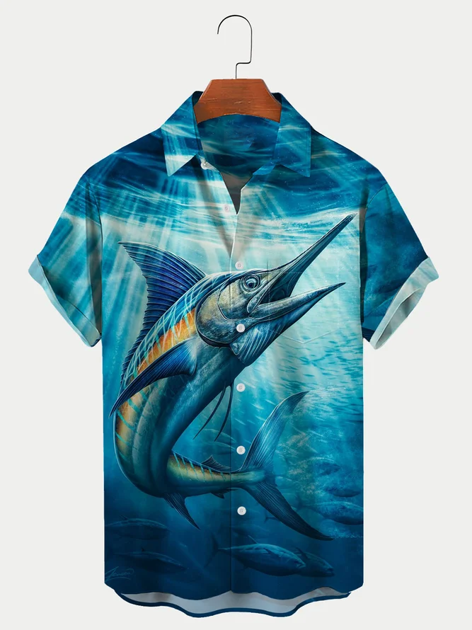 Men's Sailfish Art Print Hawaiian Shirt