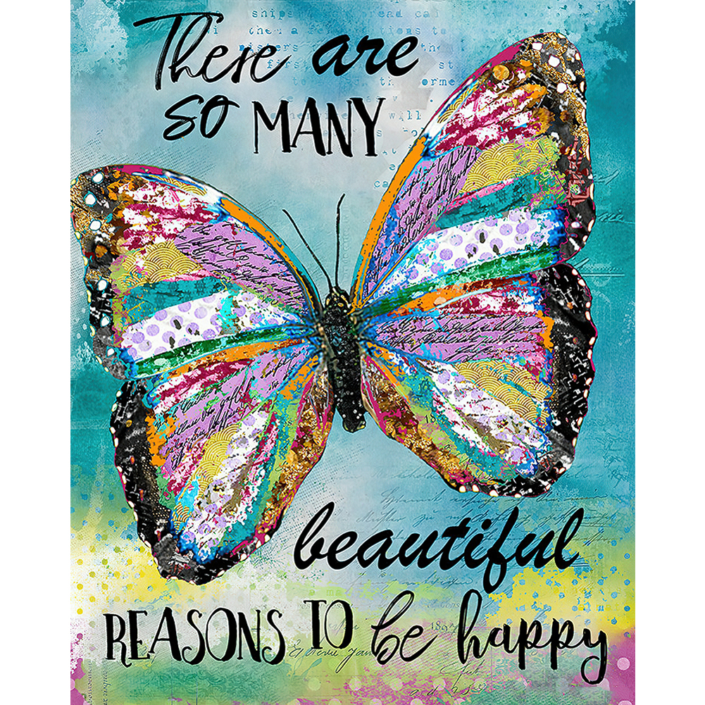 

Butterfly English Text - Round Drill Diamond Painting - 30*40CM, 501 Original