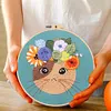 Cat Flower-DIY Embroidery Kit with Pattern Cotton Threads Needles Hoop 30*30cm/11.81*11.81in tapestrymarket