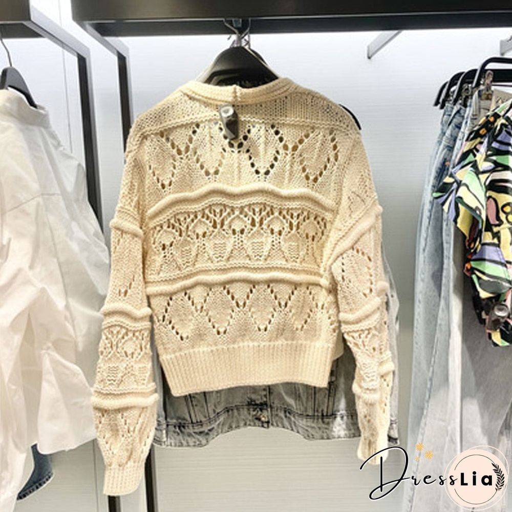 Spring & Autumn Womens Artificial Pearl Buttons Sweater Vintage Long Sleeve Female