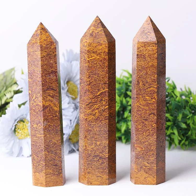 7.5'' High Quality Calligraphy Jasper Towers Points Bulk for Healing