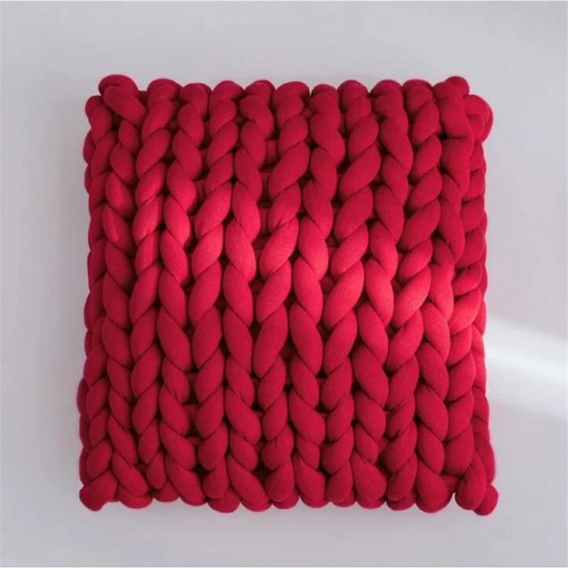 Square Chunky Wool Pillow Handmade Knitting Cushions INS Nordic Braided Cushion For Kids Room Decoration Sofa Bed Throw Pillows