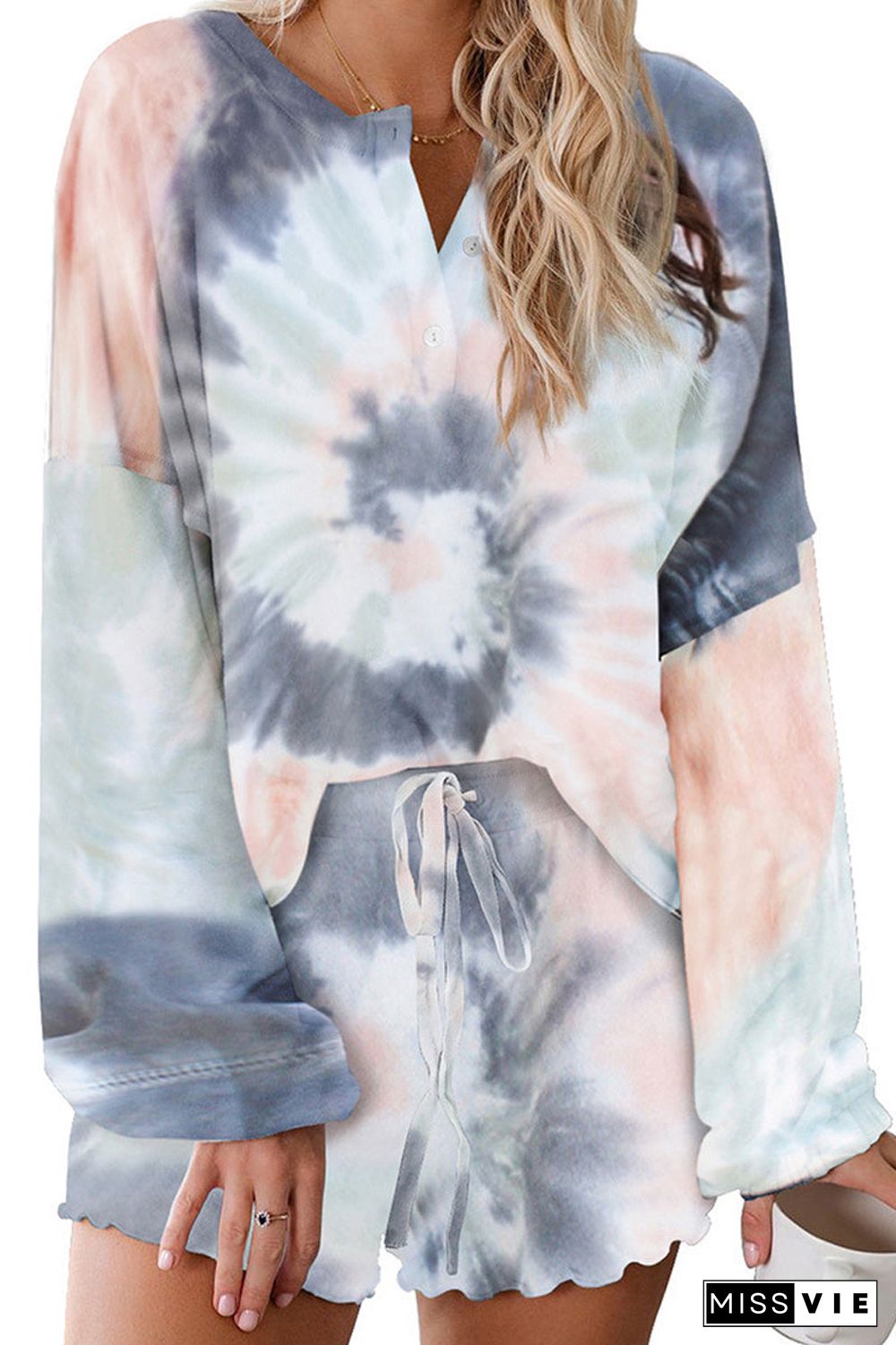 Tie Dye Ruched Two Pieces Sets